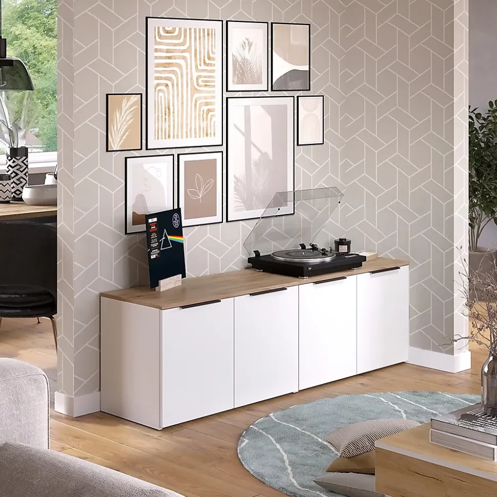 Vicco Meuble-paroi Blanc/Sonoma 2 pièces