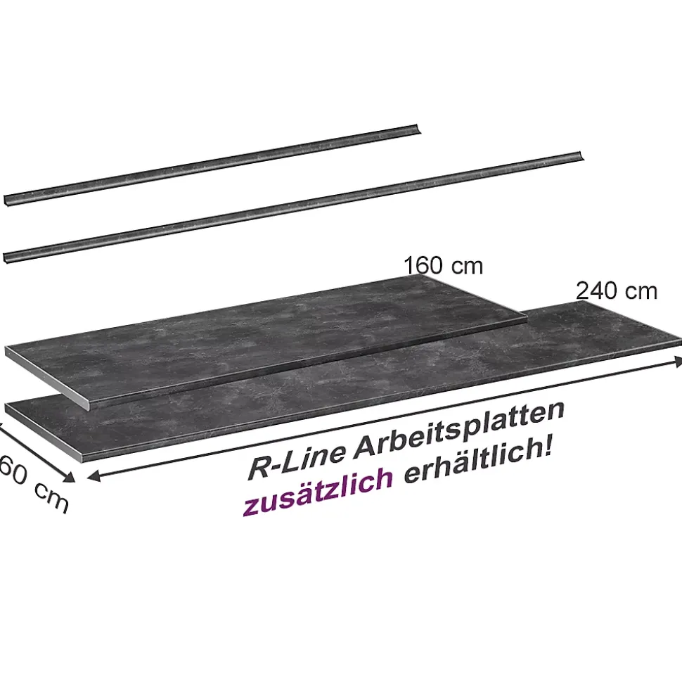 Vicco Plan de travail cuisine Anthracite 240cm