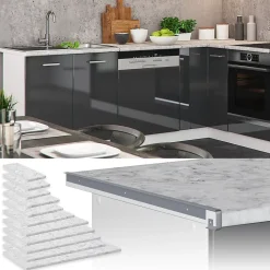 Vicco Plan de travail cuisine blanc/marbre 120cm