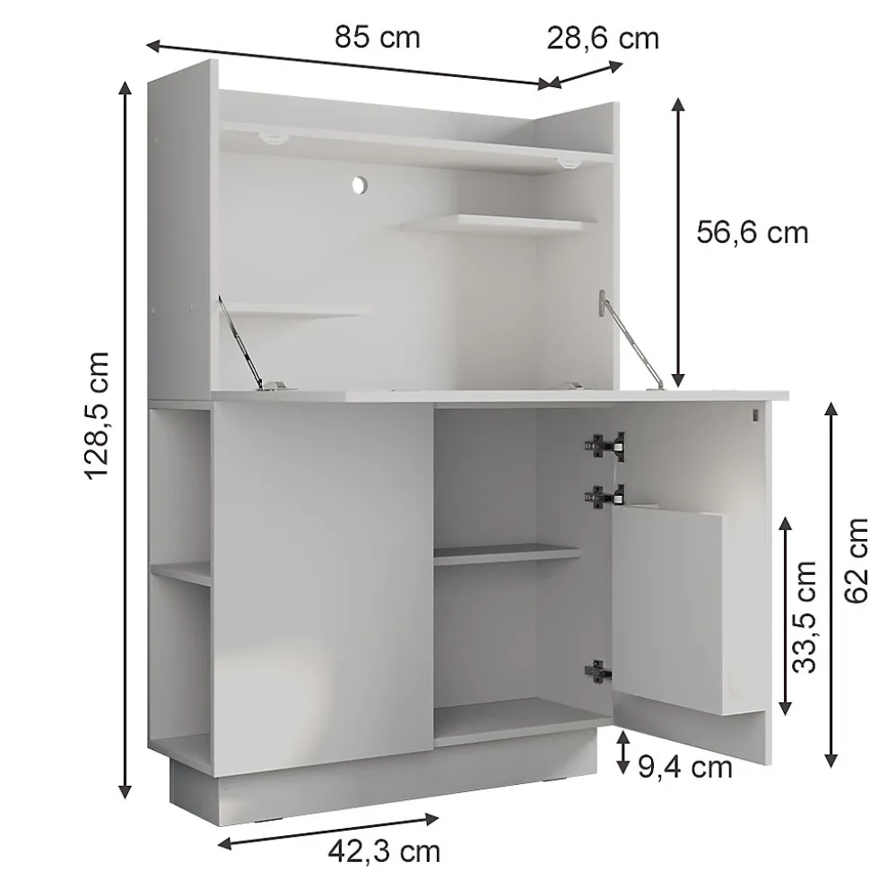 Vicco Secrétaire bureau Blanc 85x27cm