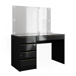 Vicco set de maquillage noir/or 55cm avec éclairage LED