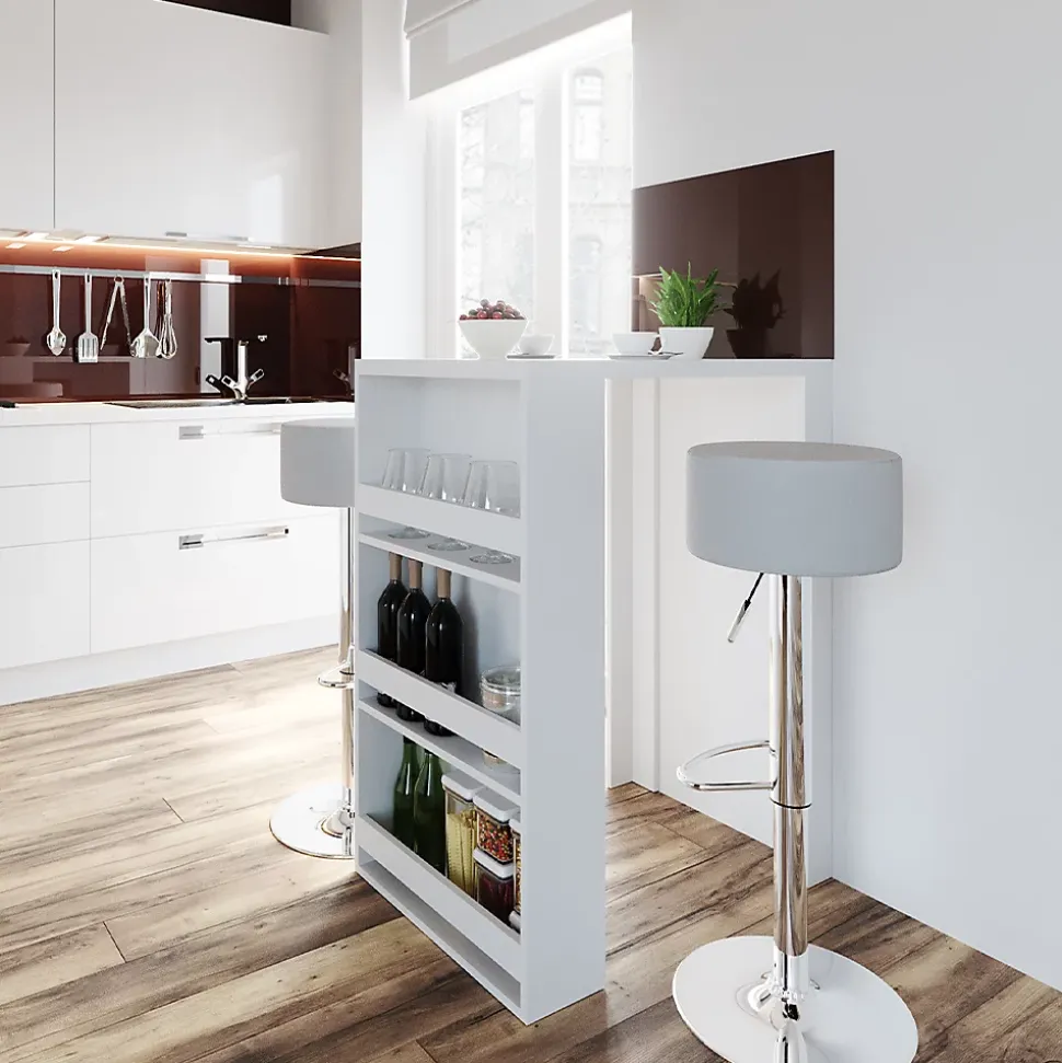 Vicco Set de table de bar Blanc 57x80cm avec 2 tabourets de bar