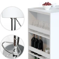 Vicco Set de table de bar Blanc 57x80cm avec 2 tabourets de bar