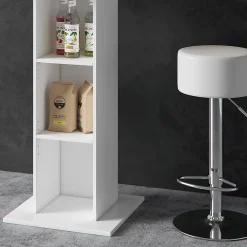 Vicco Set de table de bar Blanc 70x70cm avec 2 tabourets de bar