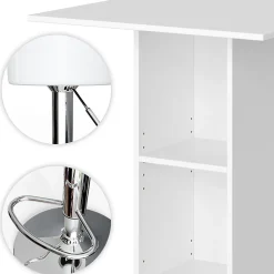 Vicco Set de table de bar Blanc 70x70cm avec 2 tabourets de bar