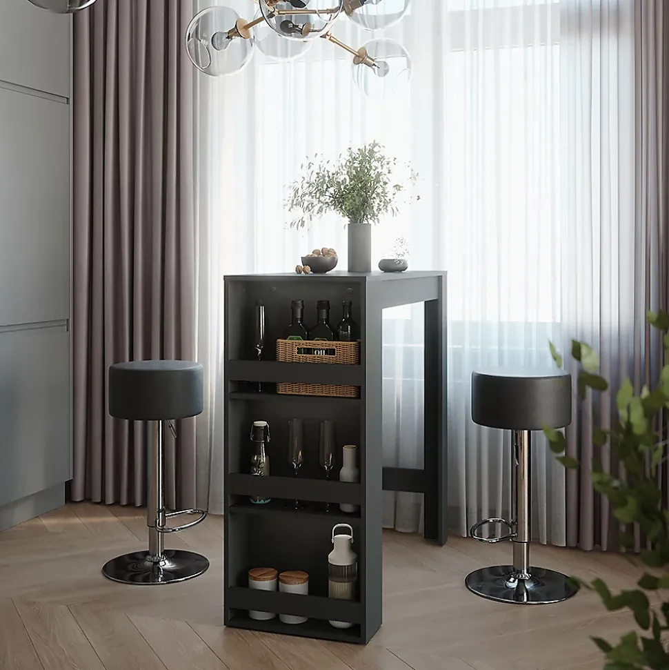Vicco Set de table de bar Anthracite 45x110cm avec 2 tabourets de bar