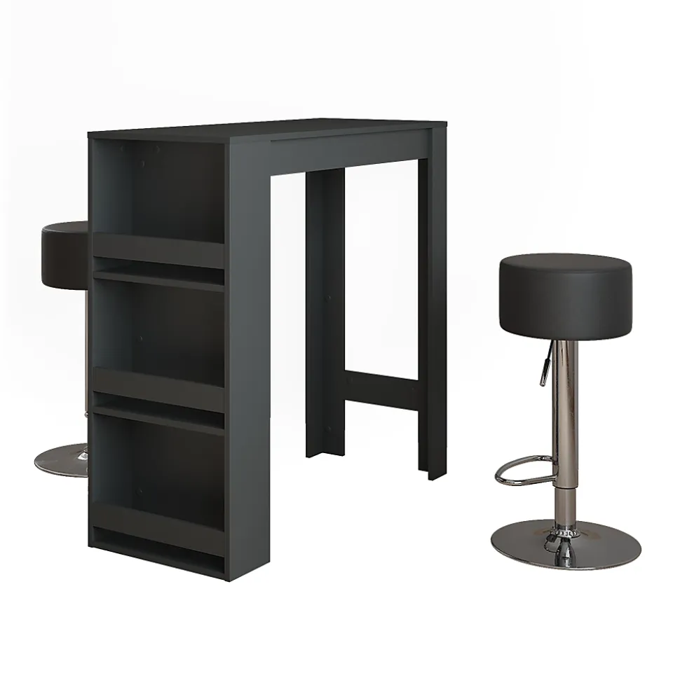 Vicco Set de table de bar Anthracite 45x110cm avec 2 tabourets de bar