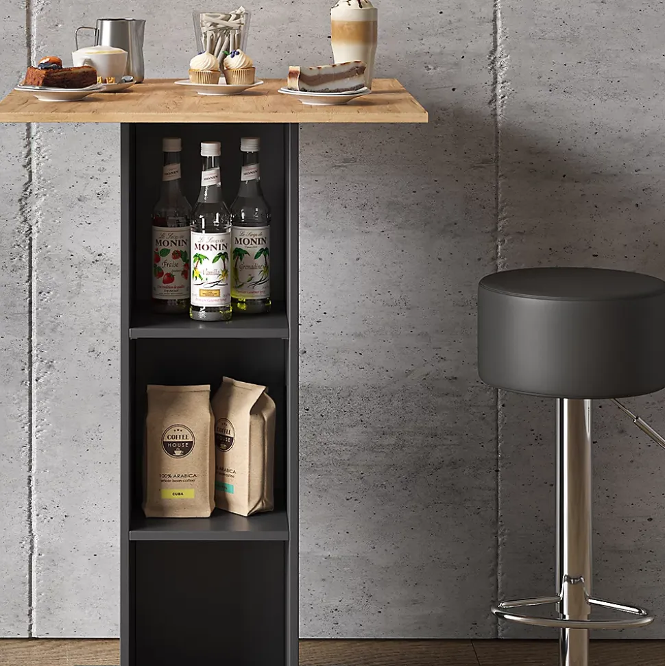 Vicco Set de table de bar Anthracite 70x70cm avec 2 tabourets de bar
