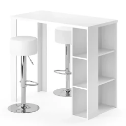 Vicco Set de table de bar Blanc 120x60cm avec 2 tabourets de bar