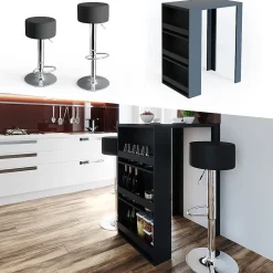 Vicco Set de table de bar Anthracite 57x80cm avec 2 tabourets de bar