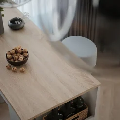 Vicco Set de table de bar Blanc/Sonoma 45x110cm avec 2 tabourets de bar