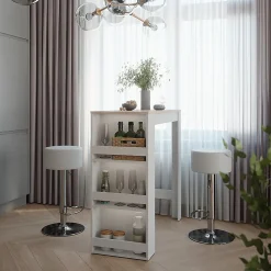 Vicco Set de table de bar Blanc/Sonoma 45x110cm avec 2 tabourets de bar