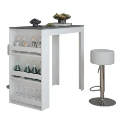 Vicco Set de table de bar blanc/anthracite 57x117cm avec 2 tabourets de bar