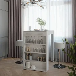Vicco Set de table de bar blanc/anthracite 67x100cm avec 2 tabourets de bar