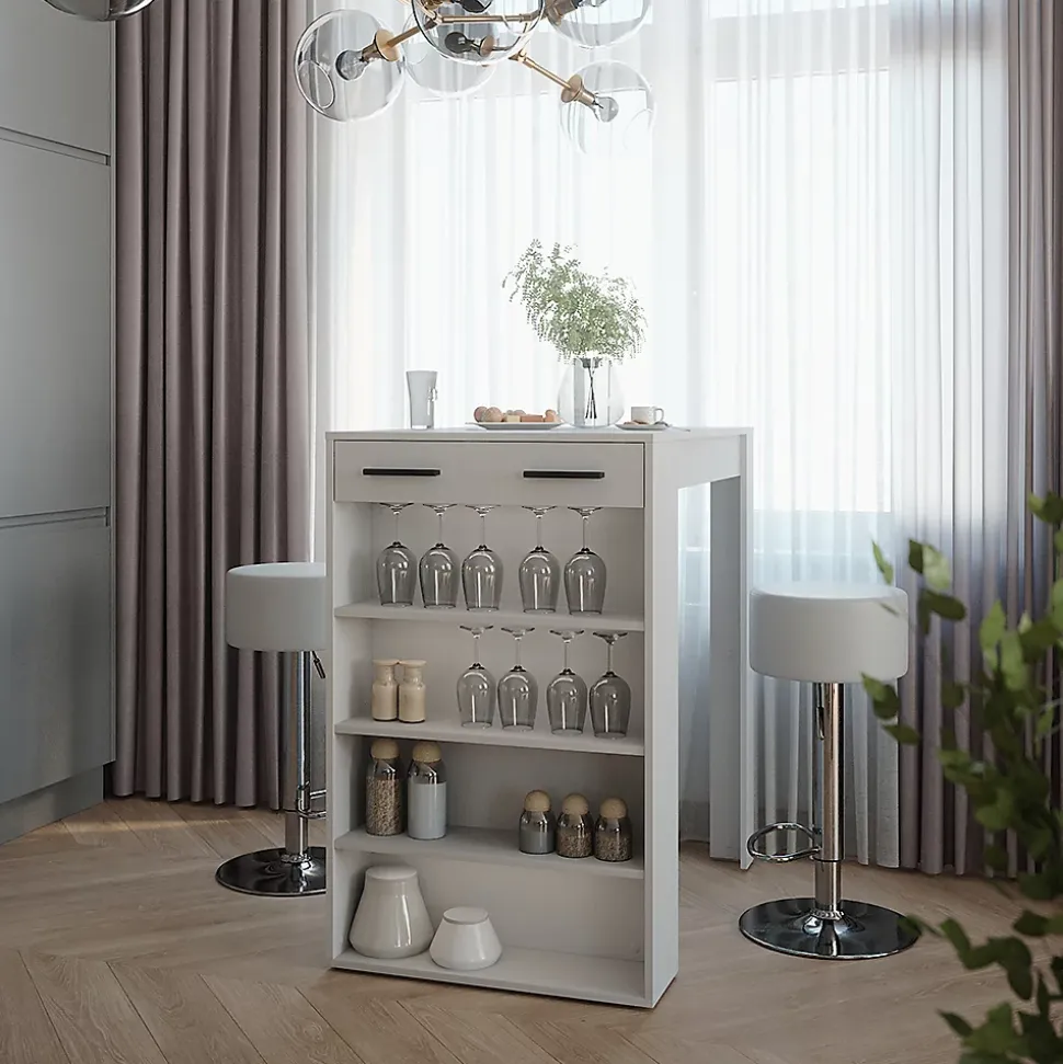 Vicco Set de table de bar blanc/anthracite 67x100cm avec 2 tabourets de bar