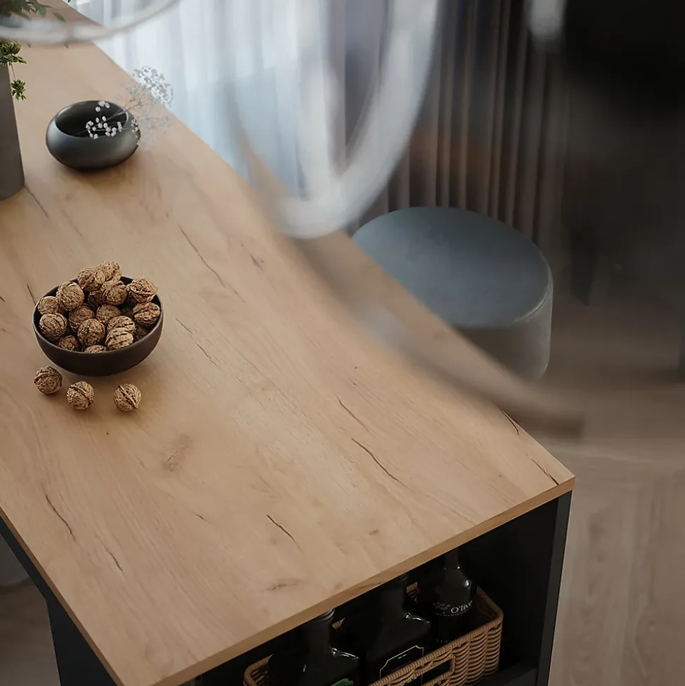 Vicco Set de table de bar Anthracite/chêne doré 45x110cm avec 2 tabourets de bar