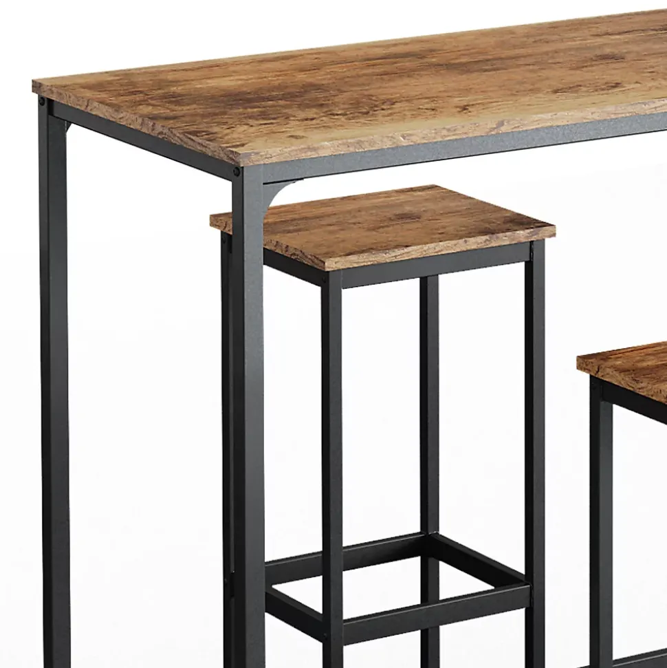 Vicco Set de table de bar Bois antique 120x50cm avec 2 tabourets de bar