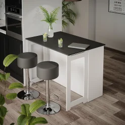 Vicco Set de table de bar Anthracite/blanc 116x37cm avec 2 tabourets de bar