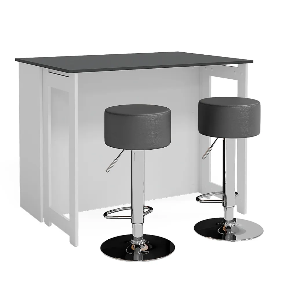 Vicco Set de table de bar Anthracite/blanc 116x37cm avec 2 tabourets de bar