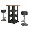 Vicco Set de table de bar Chêne doré/anthracite 65x65cm avec 2 tabourets de bar