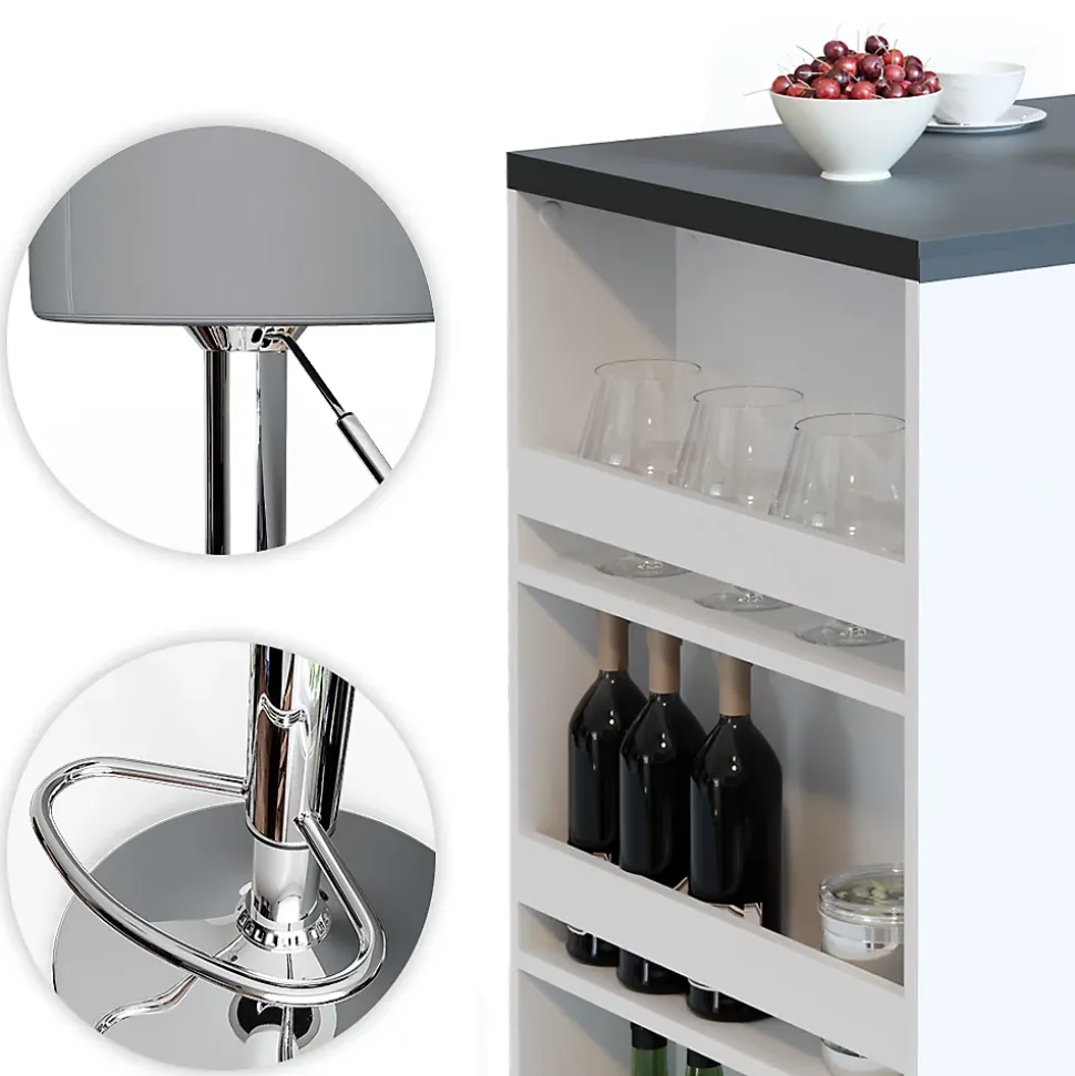 Vicco Set de table de bar Anthracite/blanc 57x80cm avec 2 tabourets de bar