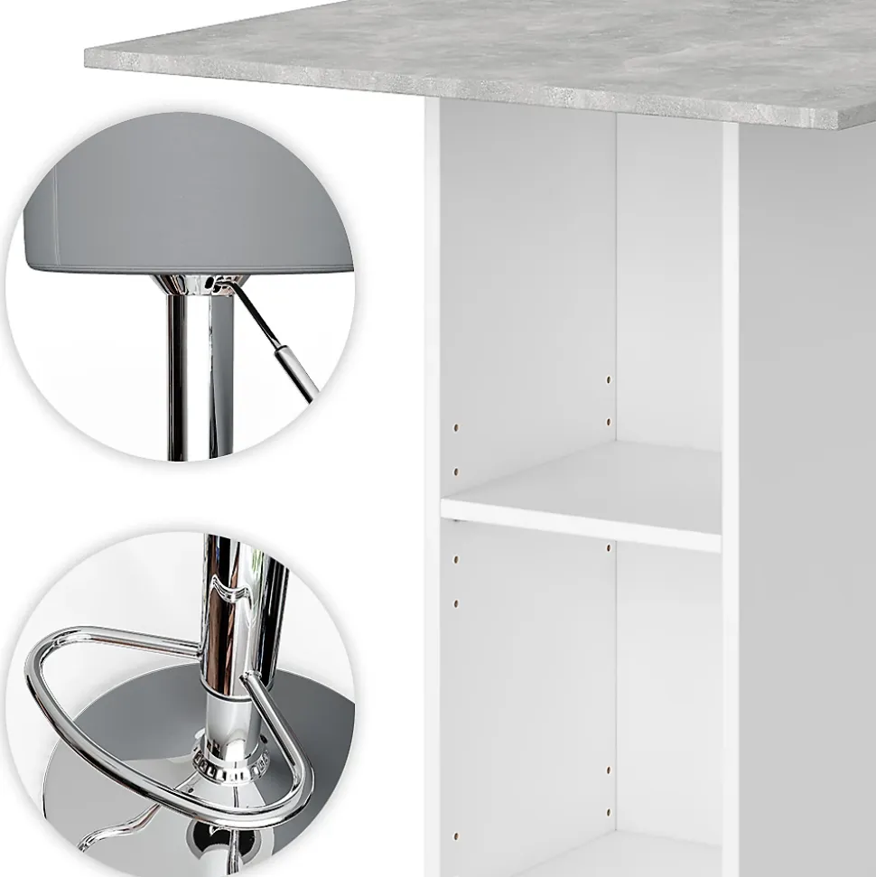Vicco Set de table de bar Béton 70x70cm avec 2 tabourets de bar