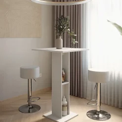 Vicco Set de table de bar Blanc 65x65cm avec 2 tabourets de bar