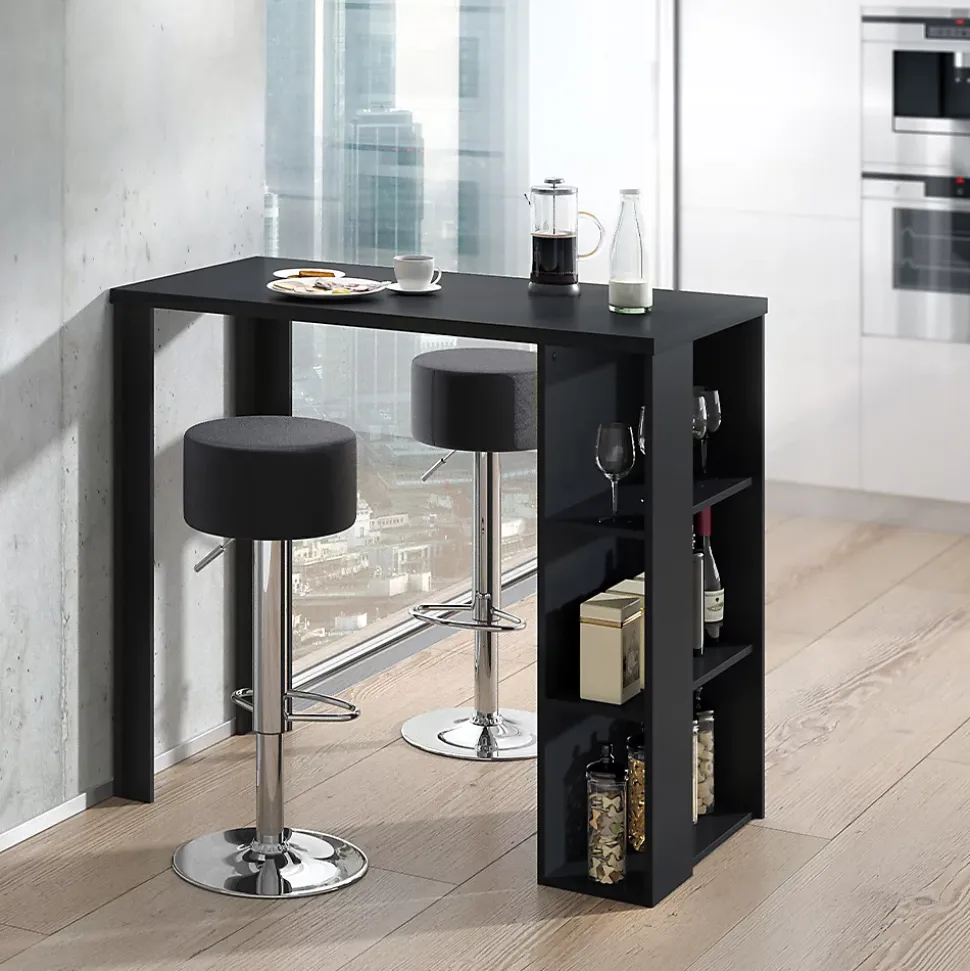 Vicco Set de table de bar Noir 120x60cm avec 2 tabourets de bar