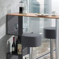 Vicco Set de table de bar Chêne de force doré 113x39.8cm avec 2 tabourets de bar