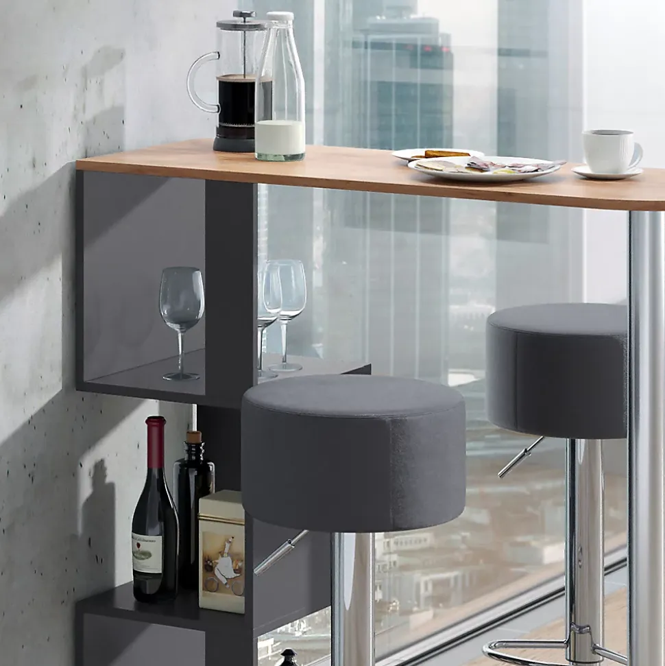 Vicco Set de table de bar Chêne de force doré 113x39.8cm avec 2 tabourets de bar