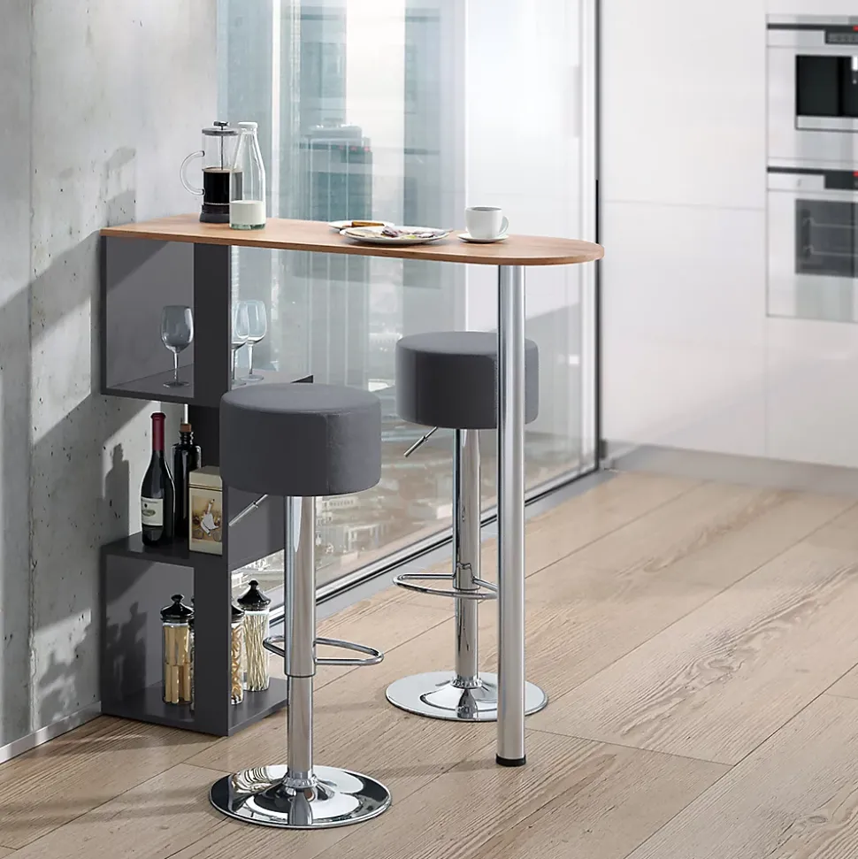 Vicco Set de table de bar Chêne de force doré 113x39.8cm avec 2 tabourets de bar