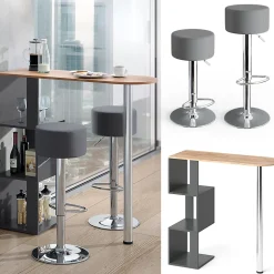 Vicco Set de table de bar Chêne de force doré 113x39.8cm avec 2 tabourets de bar