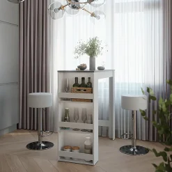 Vicco Set de table de bar blanc/anthracite 45x110cm avec 2 tabourets de bar