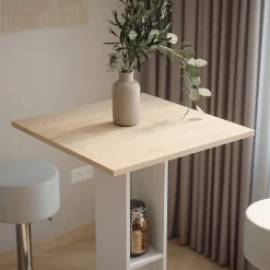 Vicco Set de table de bar Blanc/Sonoma 65x65cm avec 2 tabourets de bar