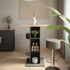 Vicco Set de table de bar Anthracite 75x75cm avec 2 tabourets de bar