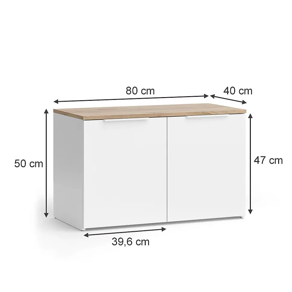 Vicco Sideboard Blanc/Sonoma 40x50cm avec 2 portes