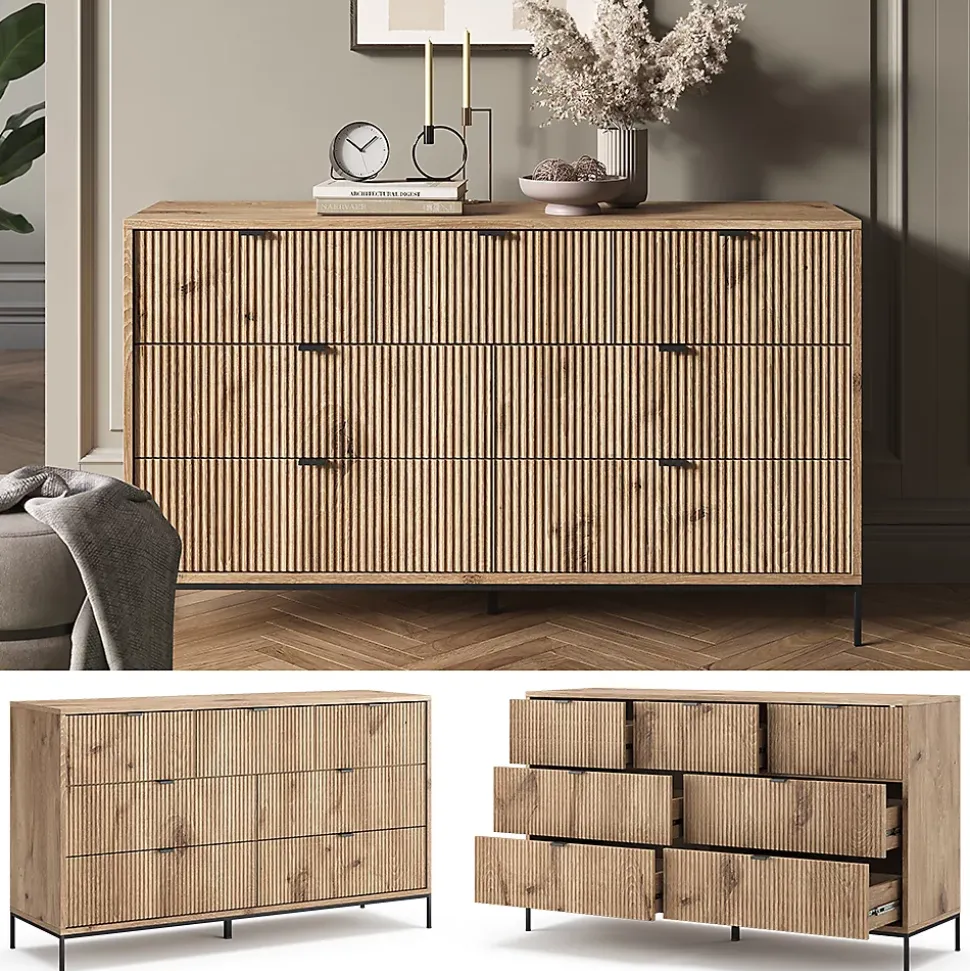 Vicco Sideboard Chêne Viking 42x81cm avec 7 tiroirs