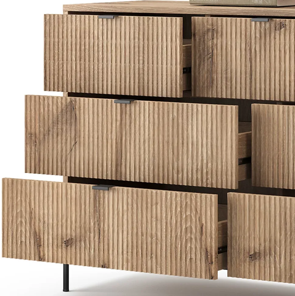 Vicco Sideboard Chêne Viking 42x81cm avec 7 tiroirs