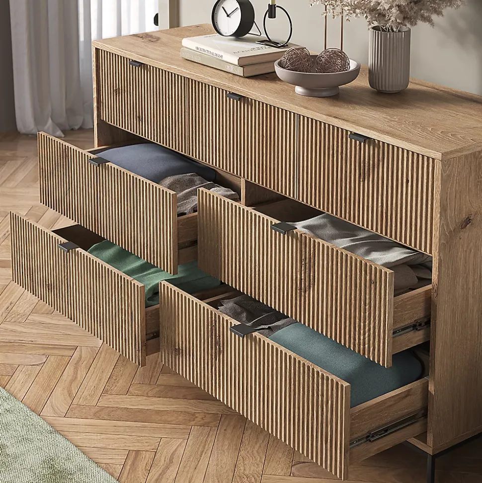 Vicco Sideboard Chêne Viking 42x81cm avec 7 tiroirs