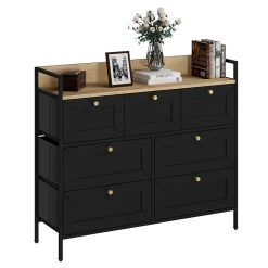 Vicco Table dappoint Noir 98x85cm avec 7 tiroirs