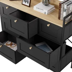Vicco Table dappoint Noir 98x85cm avec 7 tiroirs