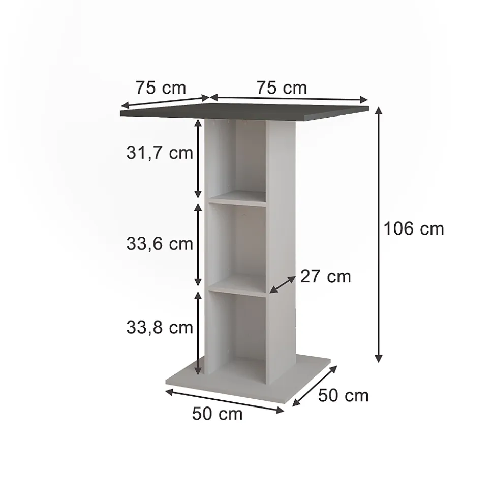 Vicco Table de bar Anthracite/blanc 75x75cm