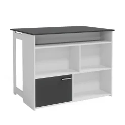Vicco Table de bar Anthracite/blanc 116x37cm 4x compartiments ouverts et 1x porte