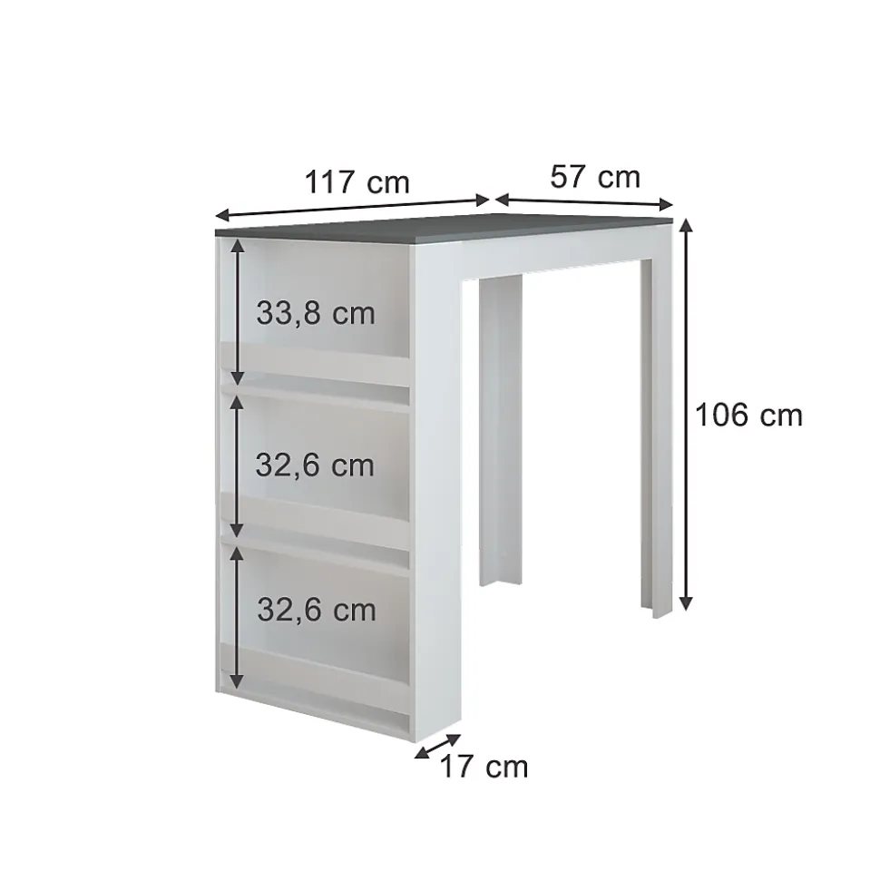 Vicco Table de bar Anthracite/blanc 57x117cm
