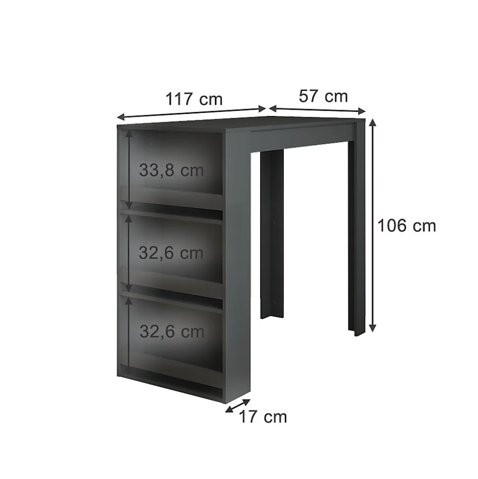 Vicco Table de bar Anthracite 57x117cm