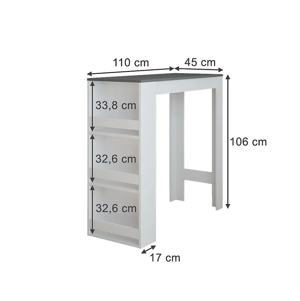 Vicco Table de bar Anthracite/blanc 45x110cm