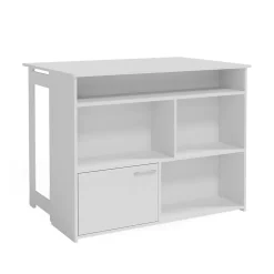 Vicco Table de bar Blanc 116x37cm 4x compartiments ouverts et 1x porte