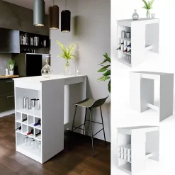 Vicco Table de bar Blanc 115x50cm