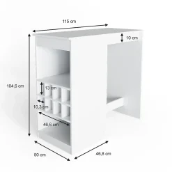 Vicco Table de bar Blanc 115x50cm