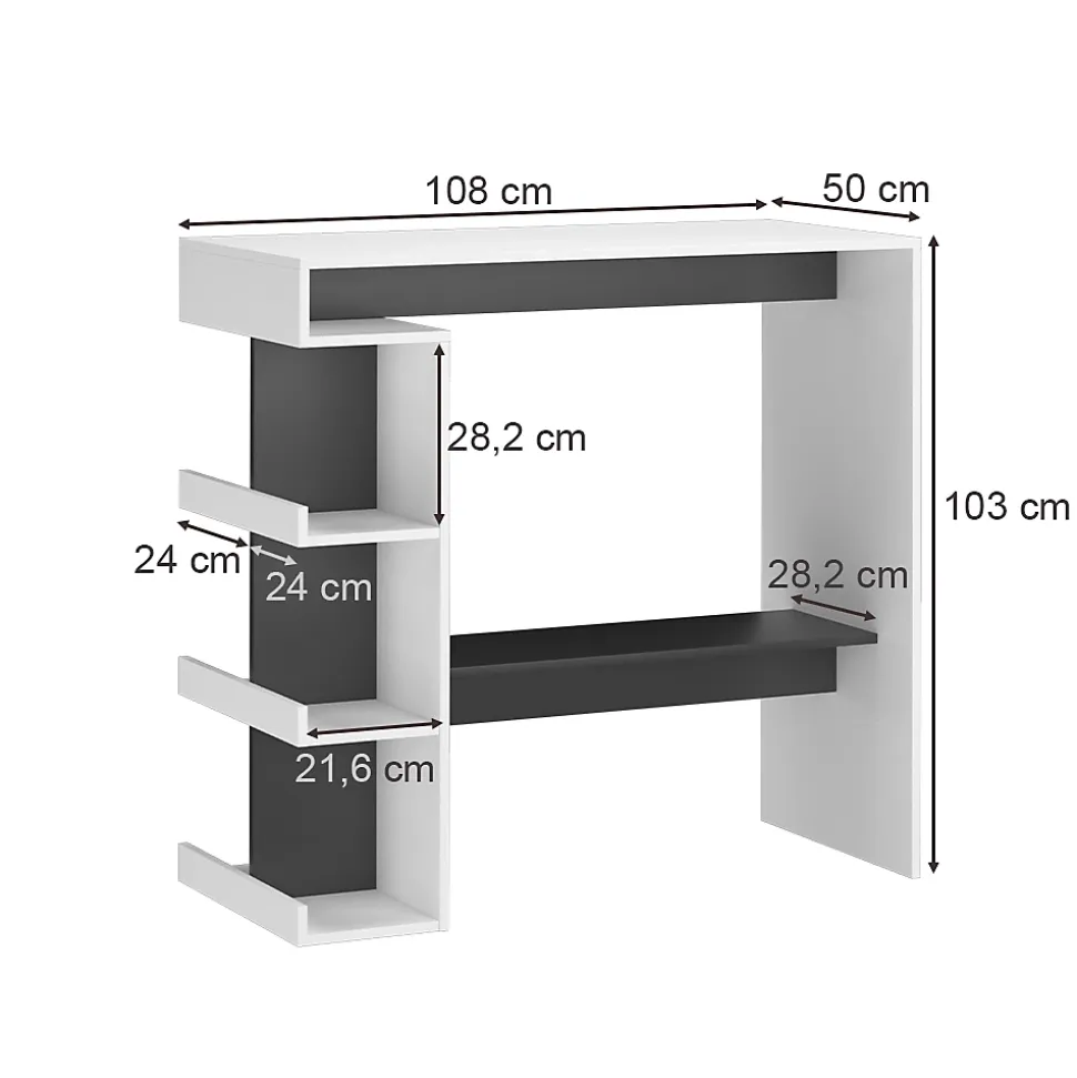 Vicco Table de bar Blanc 108x50cm